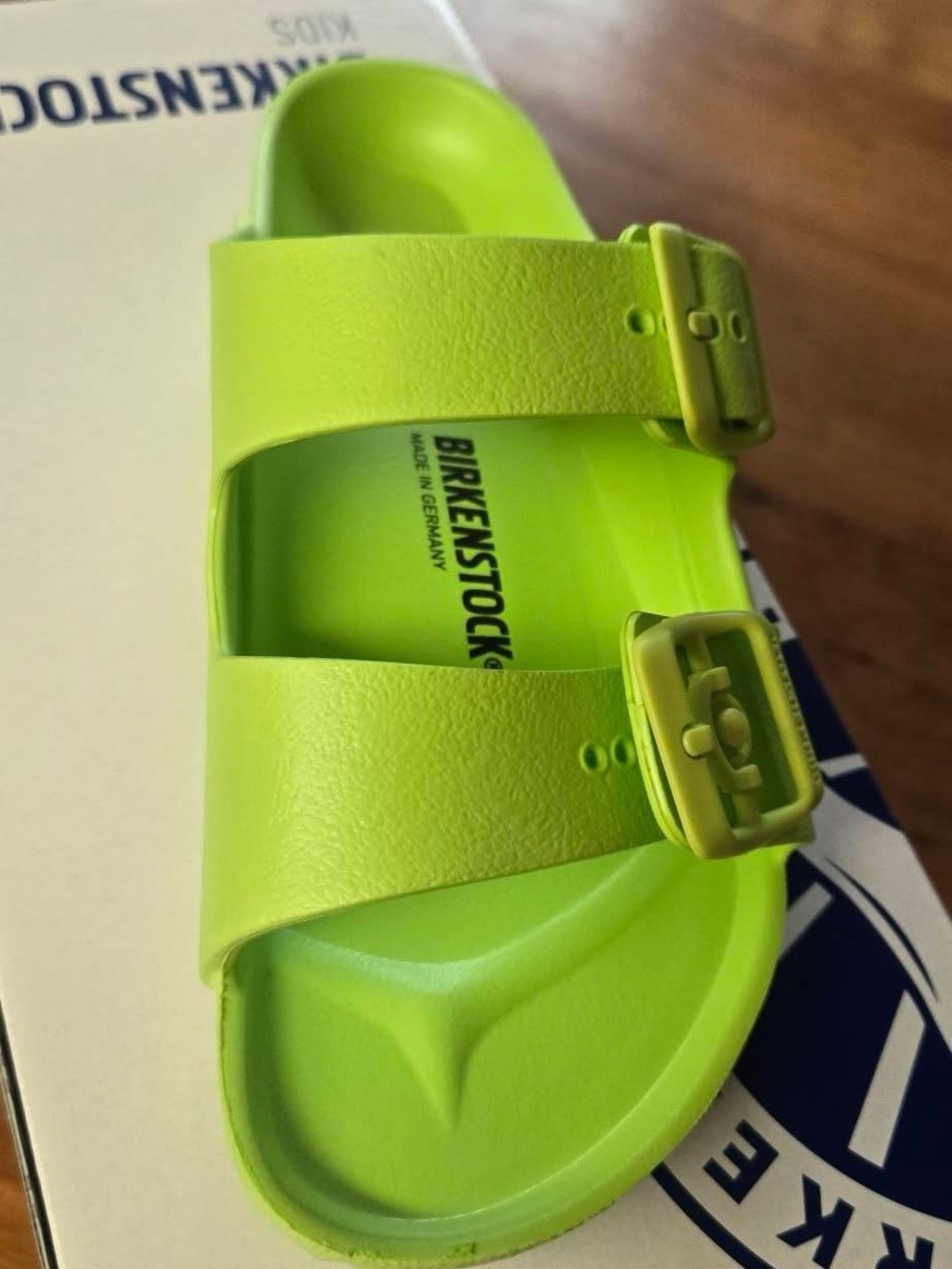 Birkenstock Kids Lime Green Arizona EVA Slide Sandal, Size 2Y
